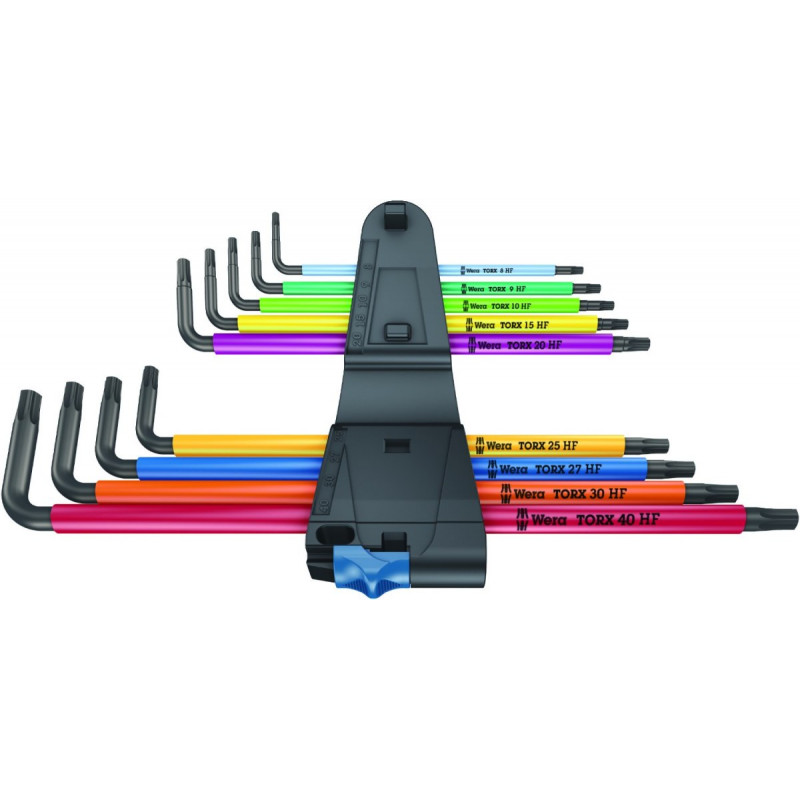 Набір із 9 шт. Г-подібних ключів TORX 8-40 з фіксатором, довгих, 967/9 TX XL Multicolor HF Wera [05024470001]