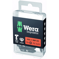 Набір з 10 ударних біт Impaktor 1/4 для гвинтів Pozidriv з головкою під ключ, розмір PZ3/25 мм, Wera [05057622001]
