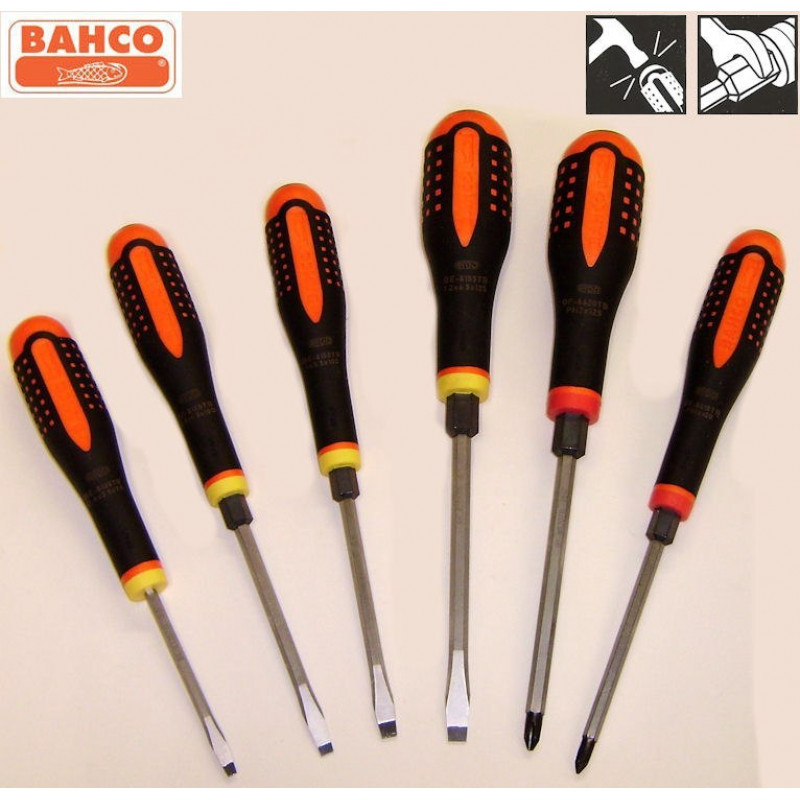 Набір із 6 професійних ручних викруток для ударного відбивання, BAHCO [BE-9881TB]