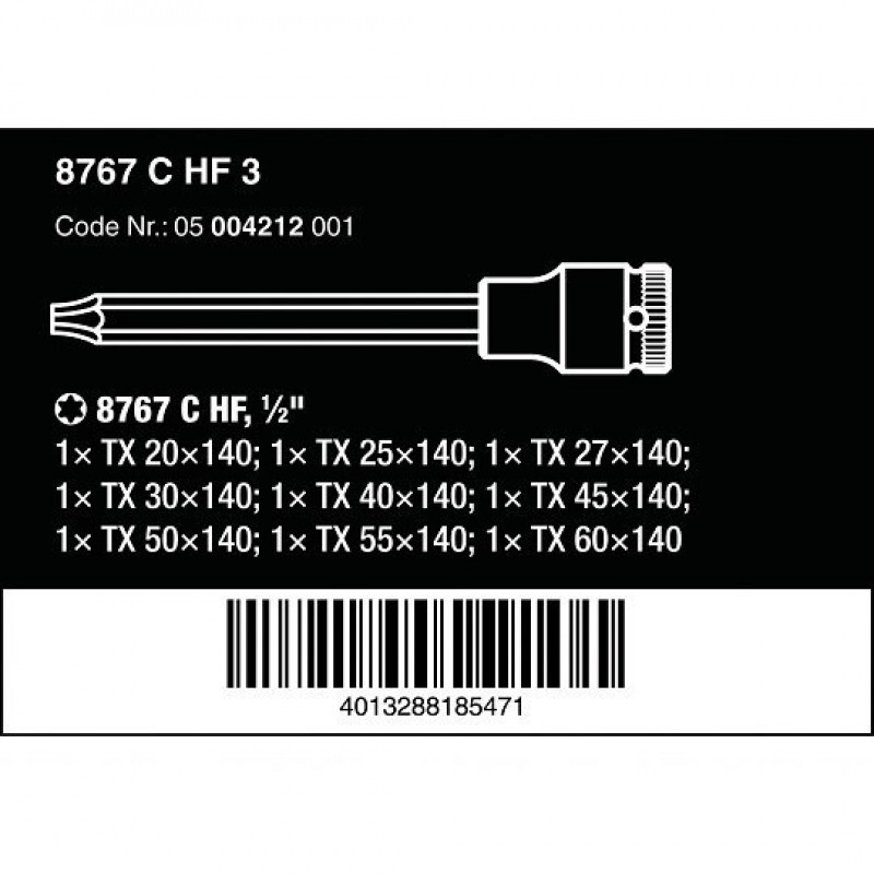 Набір із 9 торцевих ключів 1/2 з наконечником TORX, Zyklop 8767 C TORX HF 3, Wera [05004212001] 2go