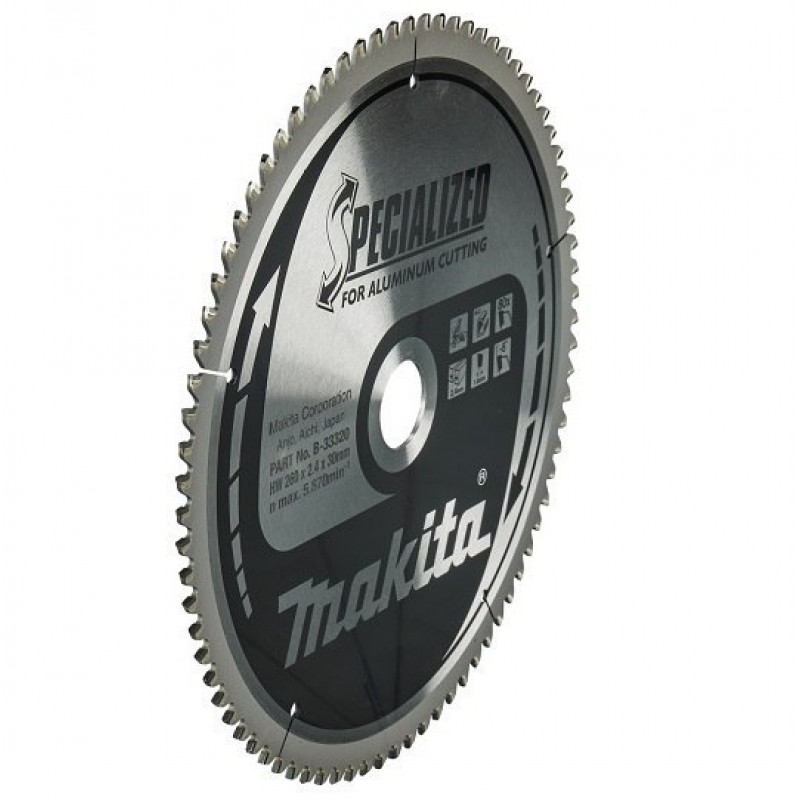Дисковая пыльцевая пилка для алюминия, ПВХ, ламината, 260/30 мм, 80 зубцов, SPECIALIZED Makita [B-33320]