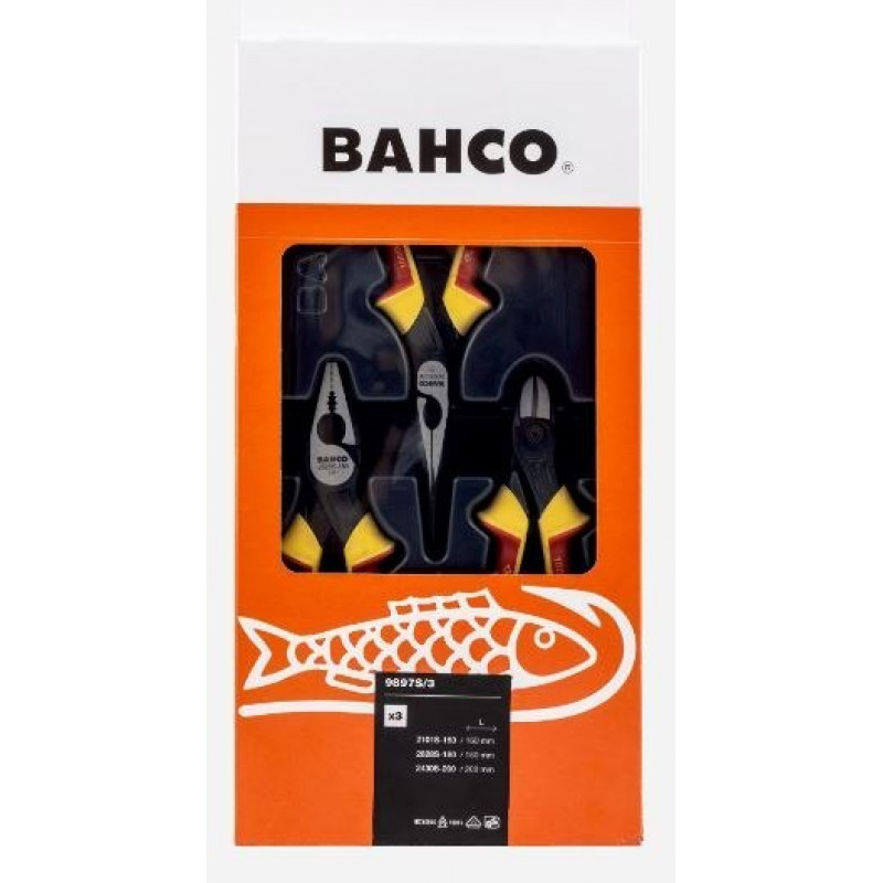 Вставка с набором изолированных плоскогубцев VDE для инструментальных тележек BAHCO [9897S/3]