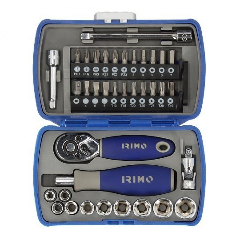 Набір із 37 біт, головок та аксесуарів 1/4, IRIMO [109-37-4]