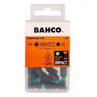 Набор из 10 шт. ударных бит 1/4 для винтов TORX T20/25 мм, Bahco [66IM/T20C-10P]