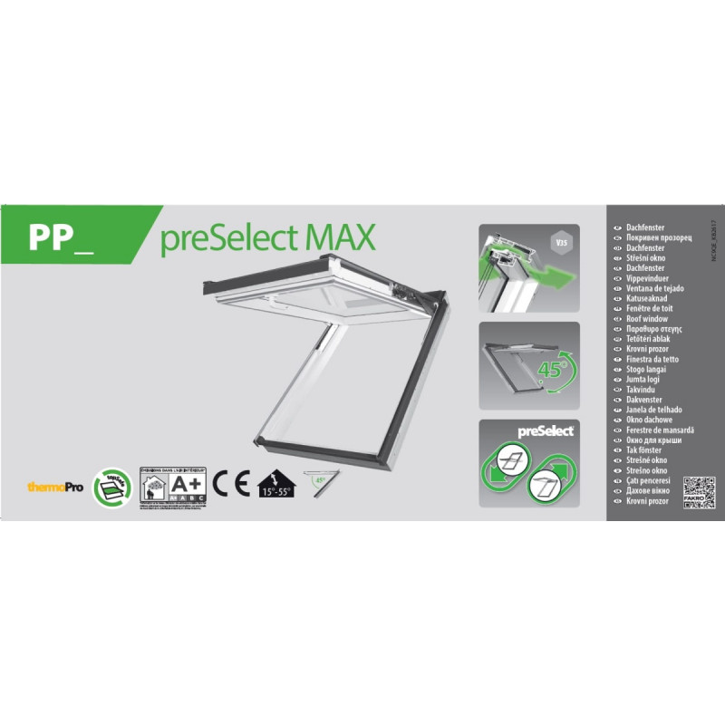 Кровельное окно FAKRO PPP-X U41 MAX GREENVIEW с вентиляционным отверстием | Возвратно-откидная система preSelect
