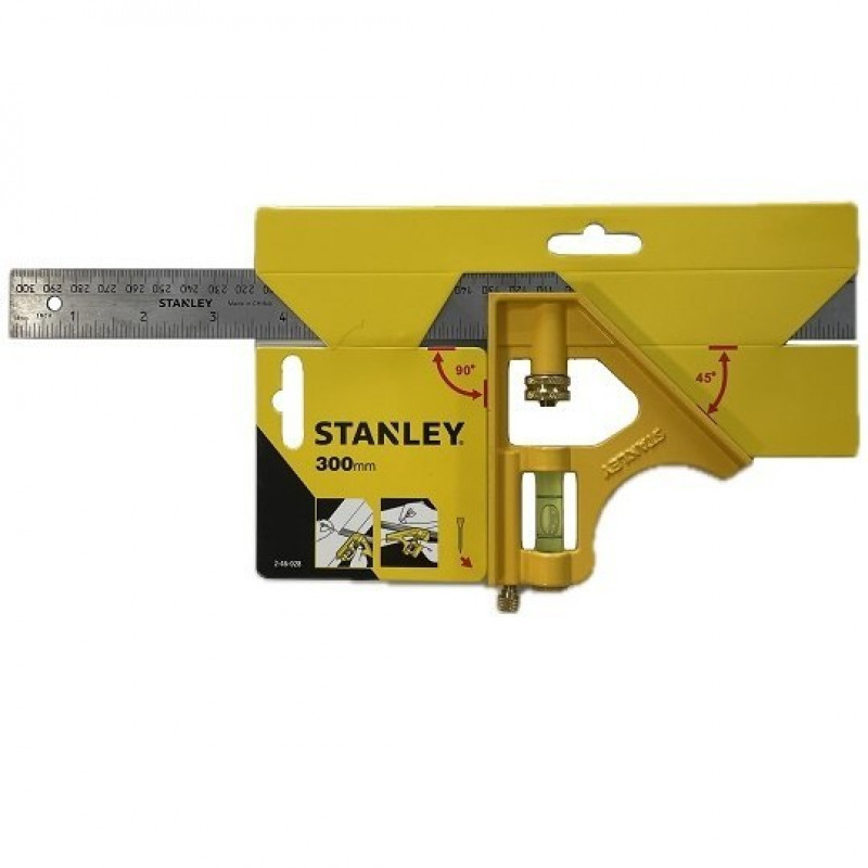 Універсальний сталевий косинець 300 мм, зі шкалою, Stanley [2-46-028]