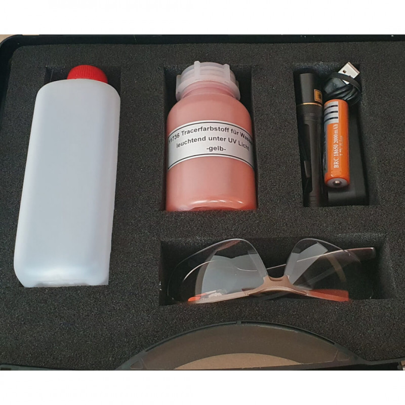 Комплект Dölco AWU1 – для виявлення витоків у гравітаційних системах | УФ-лампа + барвник