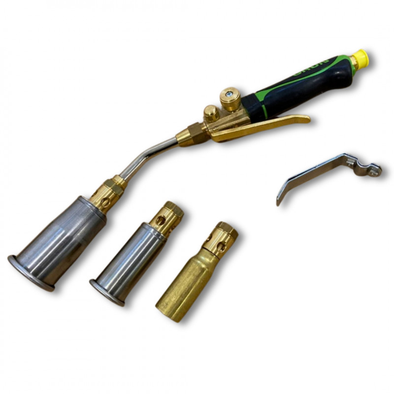 Кровельная горелка GRUN для обшивки, стальная, для рубероида, комплект насадок 45/35/25 + шланг + редуктор