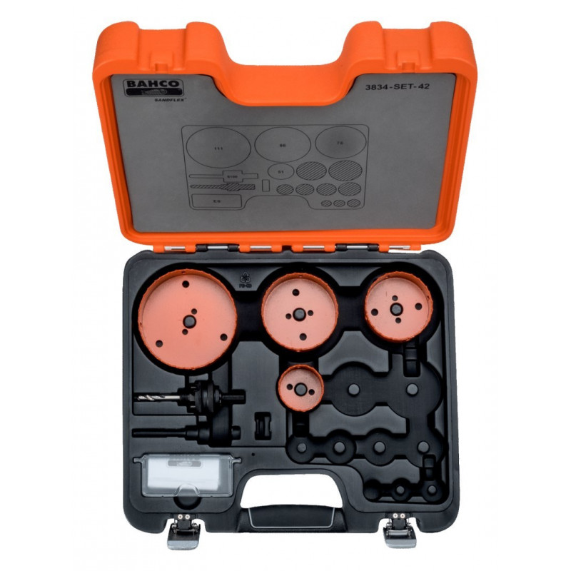 Набор биметаллических коронок Bahco из 6 предметов для дерева и металла [3834-SET-42]