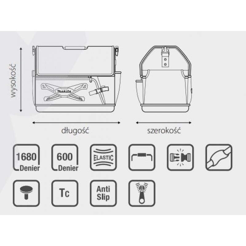 Открытая сумка для инструментов с клапаном и карманом для пилы 30,7 л, Makita [E-05446]