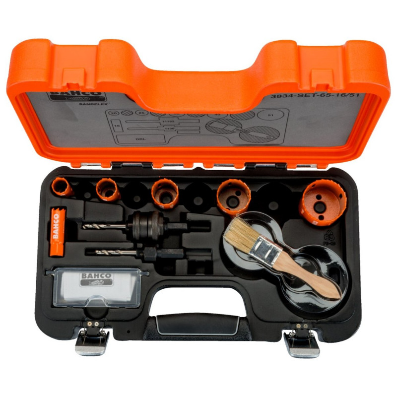 Набор биметаллических коронок Bahco из 9 предметов для дерева и металла [3834-SET-65-16/51]