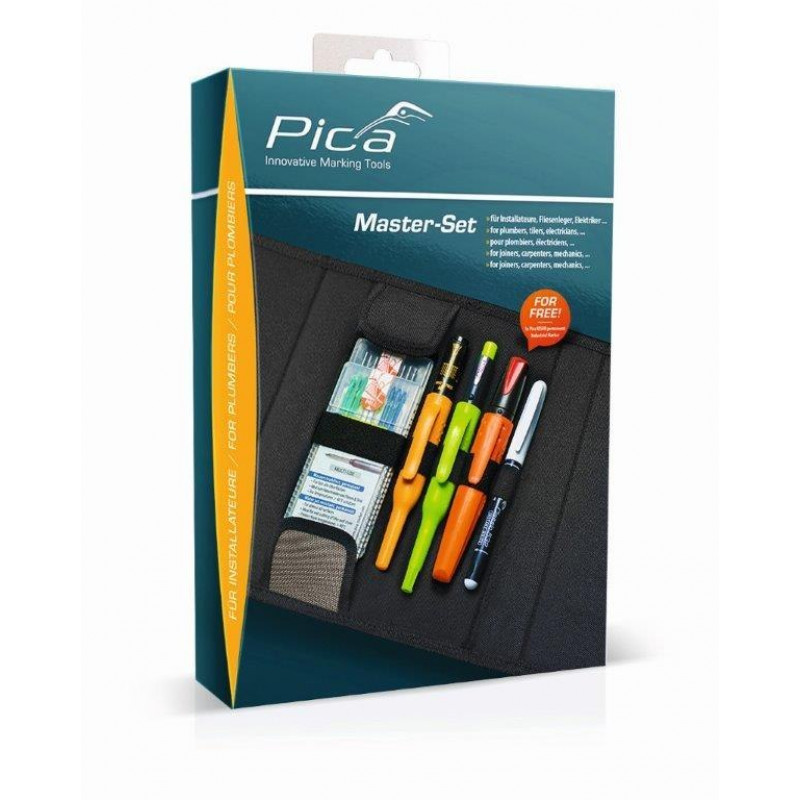Набір механічного олівця, телескопічного маркера, ручки та воскового маркера для розмітки Master-Set Pica [55020]