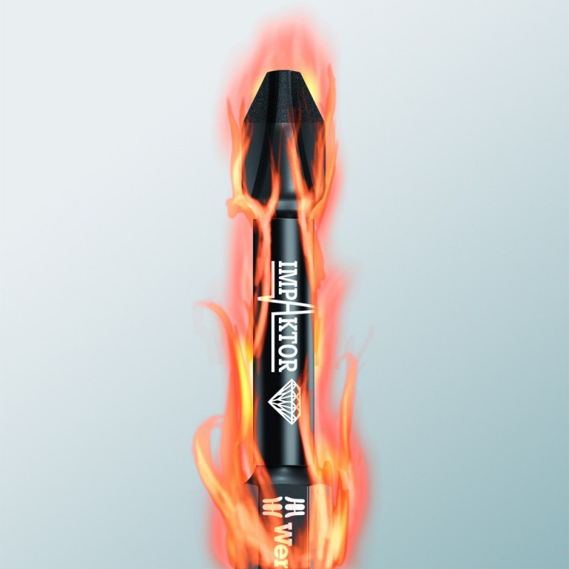 Набор из 10 ударных бит Impaktor 1/4 для винтов Pozidriv с головкой под ключ, размер PZ2/25 мм, Wera [05057621001]