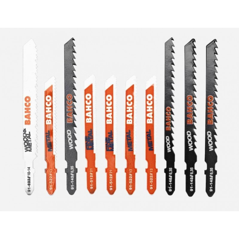 Набор из 10 полотен для лобзика для резки металла, дерева и пластика, BAHCO [91-MIXED-10P]
