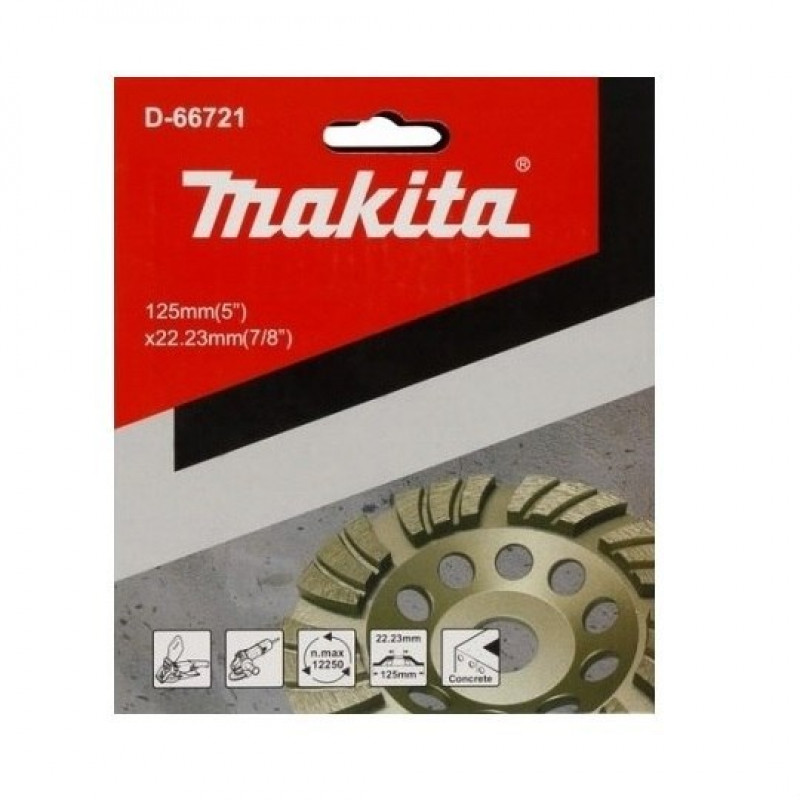 Алмазний чашечний диск TURBO для шліфування бетону 125 мм, Makita [D-66721]