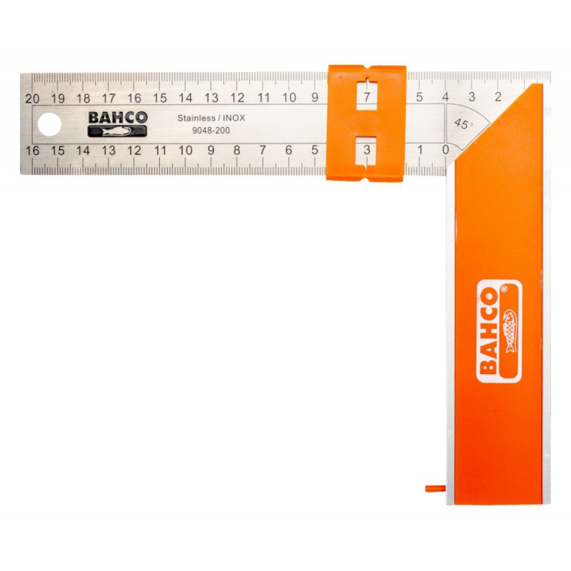 Кутова лінійка з нержавіючої сталі, метрична шкала до 300 мм BAHCO [9048-300]