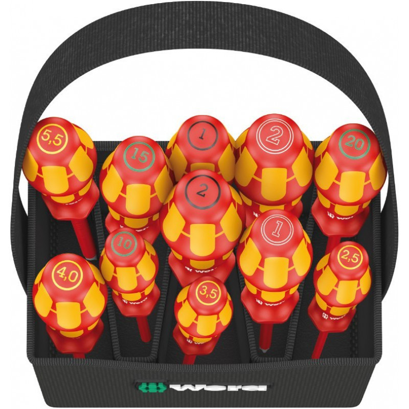 Набір з 11 ізольованих викруток для роботи під напругою Kraftform 2go 100 WERA [05004310001]