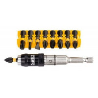 Набор из 10 ударных бит 1/4 Impact Torsion, SL, PZ, PH, Torx, DeWALT [DT70518T-QZ]