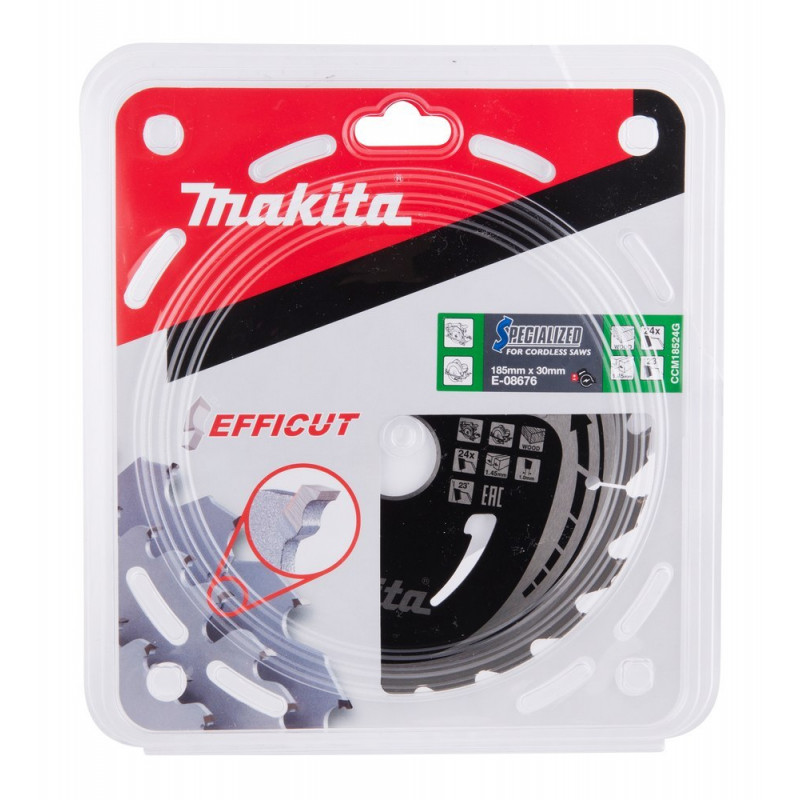Дискове пильне полотно для різання деревини 185/30/1,45 мм, 24 зубці, SPECIALIZED EFFICUT T.C.T., Makita [E-08676]