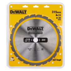 Дискова пилка для різання деревини 315/30 мм, товщина різу 3,0 мм, 24 зубці, БУДІВЕЛЬНА DeWALT [DT1961-QZ]