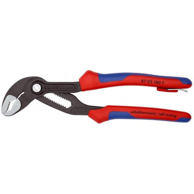Плоскогубцы Cobra 180 мм KNIPEX [87 02 180 T] двухкомпонентная ручка с предохранительным крючком