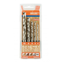 Набір спіральних свердел по дереву 4-10 мм, HSS, 5 шт. PTM 5, Profi Holz Alpen [0000600114100]