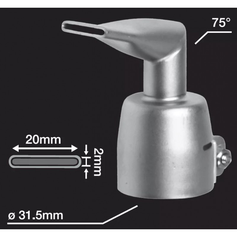 Щілинна насадка Leister 20 мм, кутова 90°, (вхідний отвір Ø32 мм) - 107.124