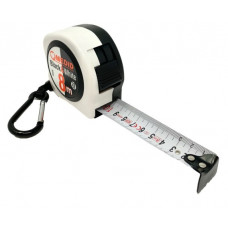 Рулетка 8 м/28 мм, белая лента, двухсторонняя, карабин [MEDID 6828]