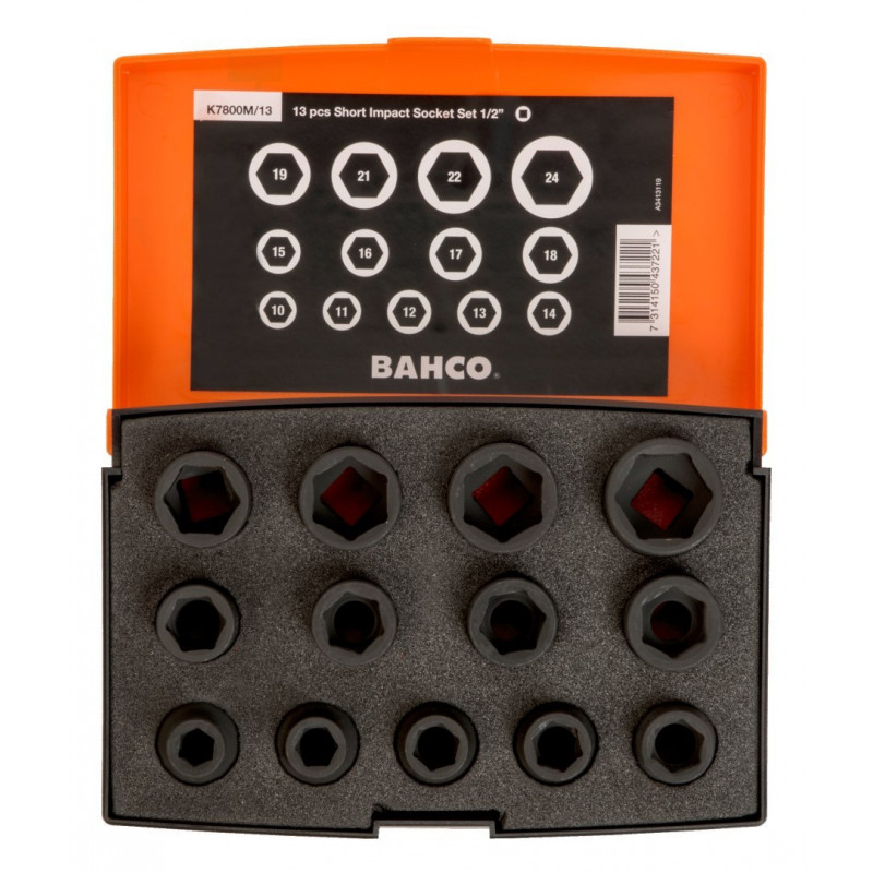 Набір надкоротких ударних головок Bahco 1/2