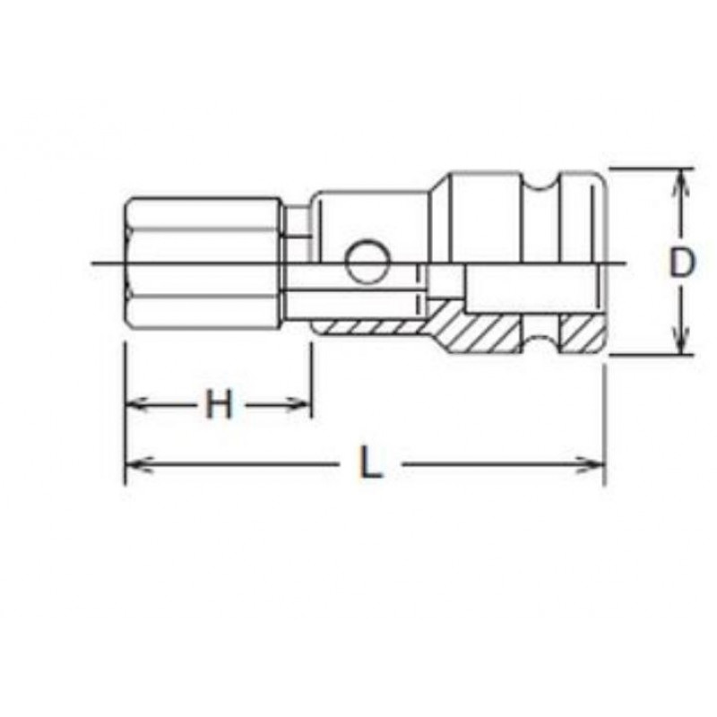 Ударный адаптер + шестигранный ключ 22 мм, для квадрата 1, KOKEN [18107-22 22]