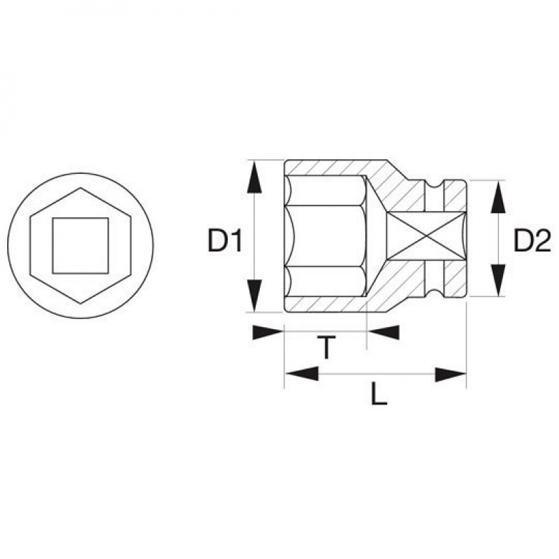 Шестигранна ударна головка 1, розмір 55 мм, Bahco [K9501M-55] профіль Dynamic-Drive