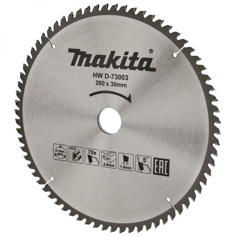 Дисковое полотно для алюминия, 260/30 мм, 70 зубцов, Economy, Makita [D-73003]