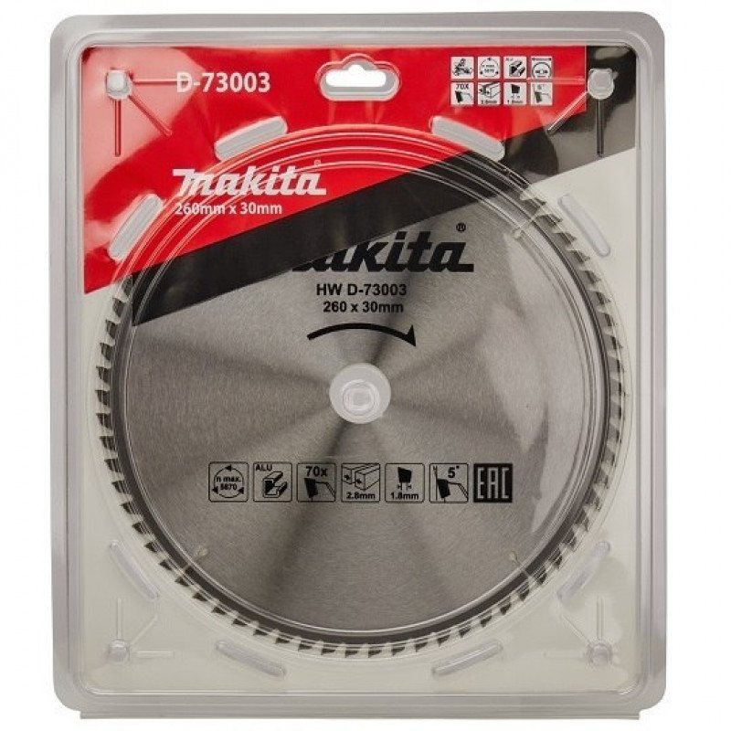 Дисковое полотно для алюминия, 260/30 мм, 70 зубцов, Economy, Makita [D-73003]
