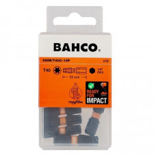 Набір із 10 шт. ударних біт 1/4 для гвинтів TORX T40/25 мм, Bahco [66IM/T40C-10P]