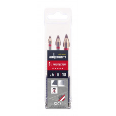 Набір із 3 свердел для дуже твердої керамічної плитки, порцеляни та скла 6 мм, 8 мм, 10 мм C PROTECTOR ALPEN [0000303003100]