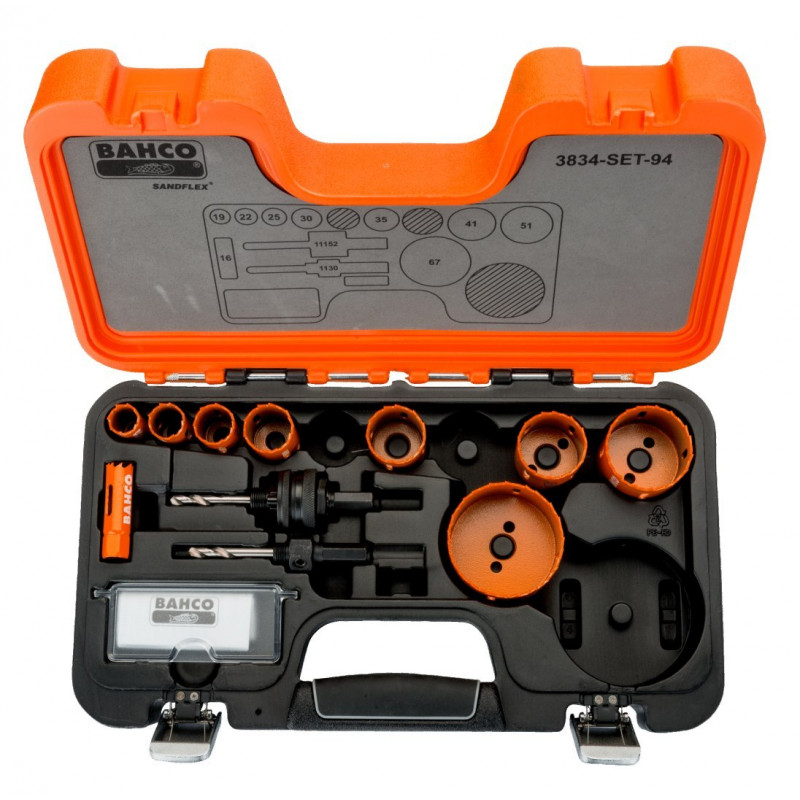 Набор биметаллических коронок Bahco, 11 предметов, для дерева и металла [3834-SET-94]