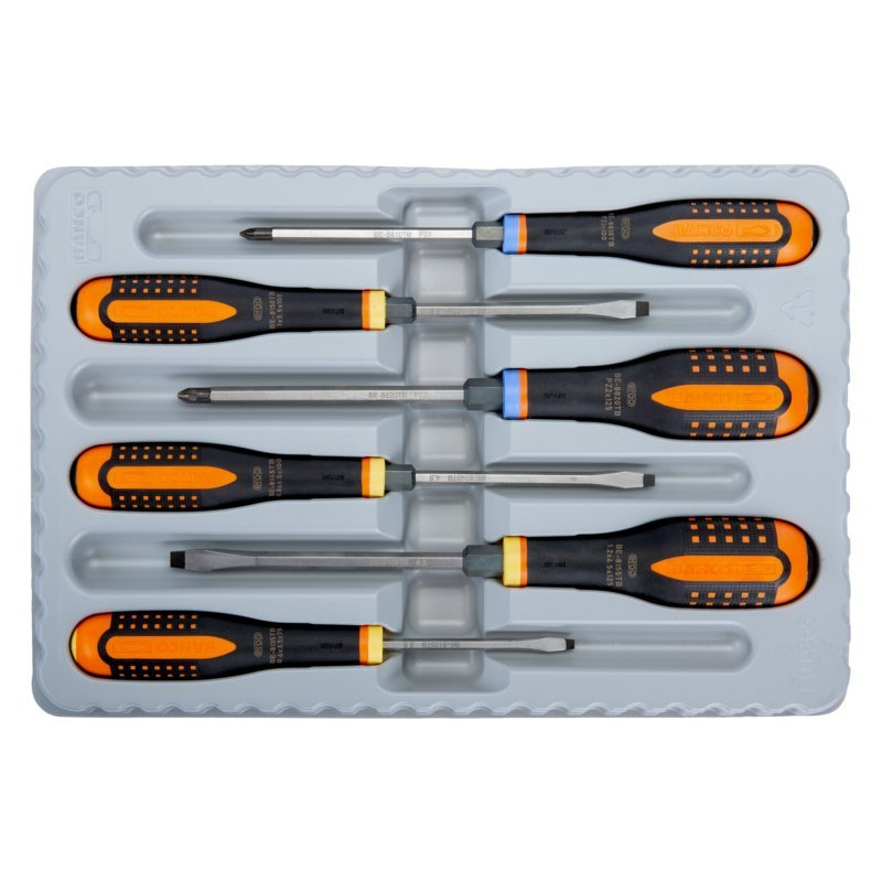 Набір із 6 викруток для плоского та плоского гвинтів, ERGO Bahco [BE-9882TB]