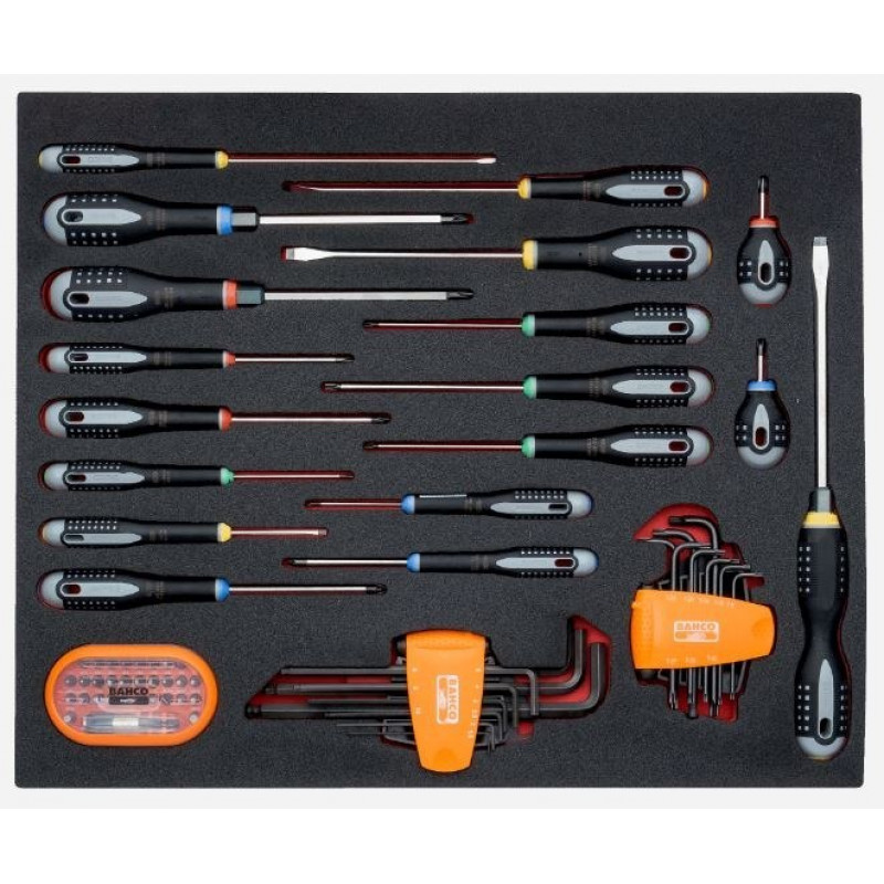 Вставка для інструментального візка з обладнанням, 66 інструментів, Bahco [FF1A1005] розмір 3/3 шухляди