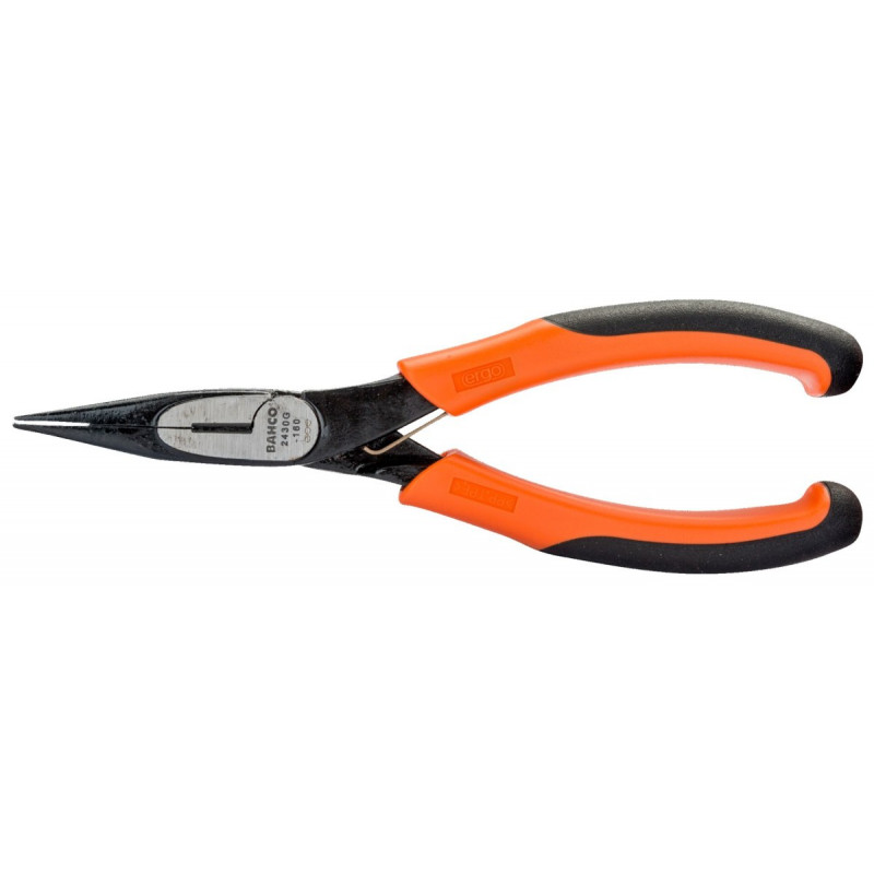 Хромовані довгі напівкруглі плоскогубці 160 мм, багатокомпонентна ручка, Bahco [2430 GC-160 IP]