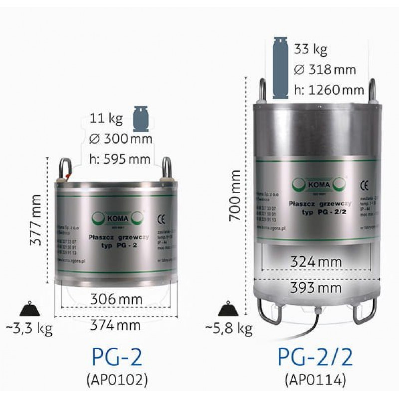 Обогреватель Koma Кожух подогрева газового баллона - PG-2/2