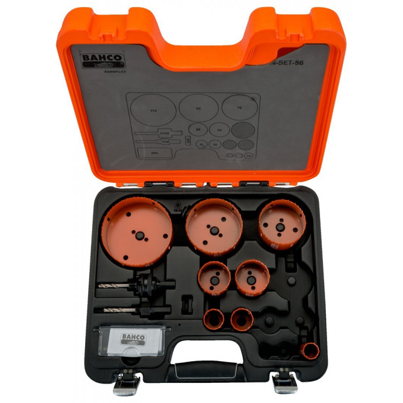 Набор биметаллических коронок Bahco, 12 предметов, для дерева и металла [3834-SET-86]