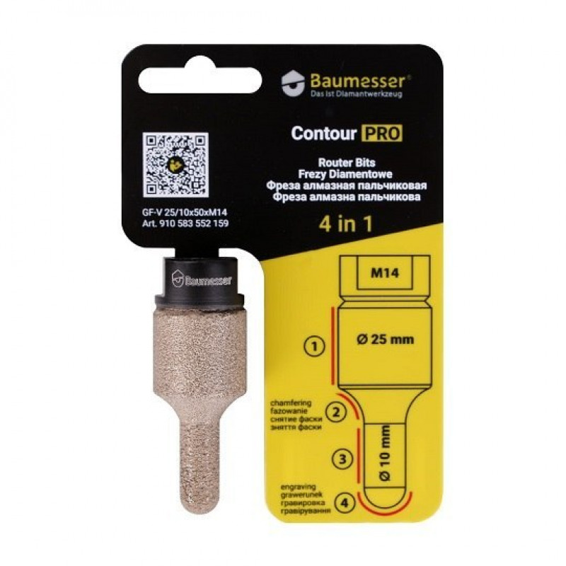 Алмазний пальцевий різак для каменю та кераміки, діаметр 10/25 мм, Contour PRO, Baumesser, DISTAR [910583552159]