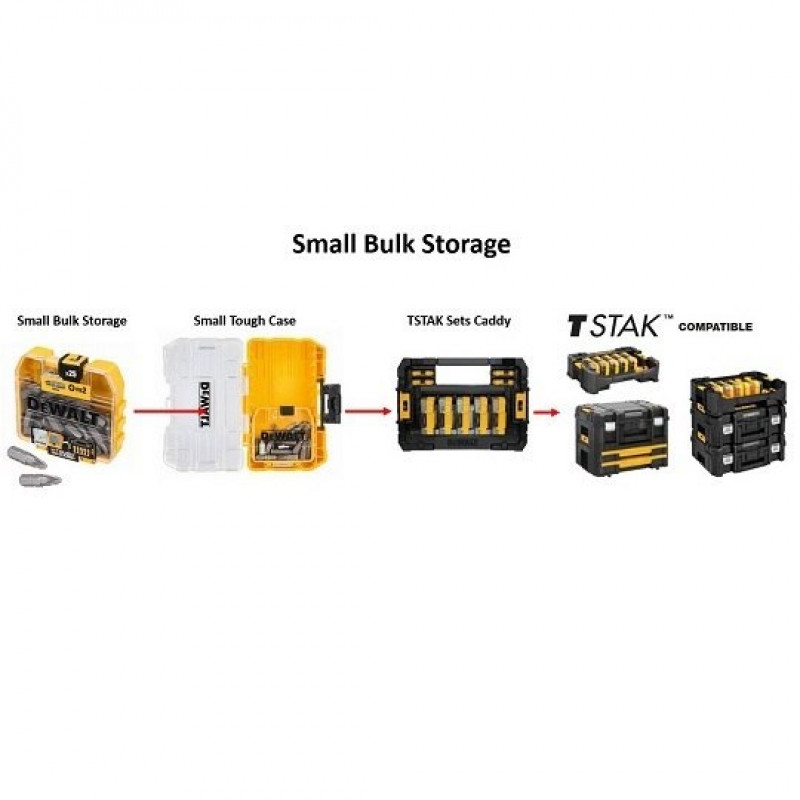 Набір із 26 ударних біт 1/4, EXTREME FLEXTORQ, 57 мм, МАЛИЙ МІЦНИЙ КЕЙС+, DeWALT [DT70783T-QZ]