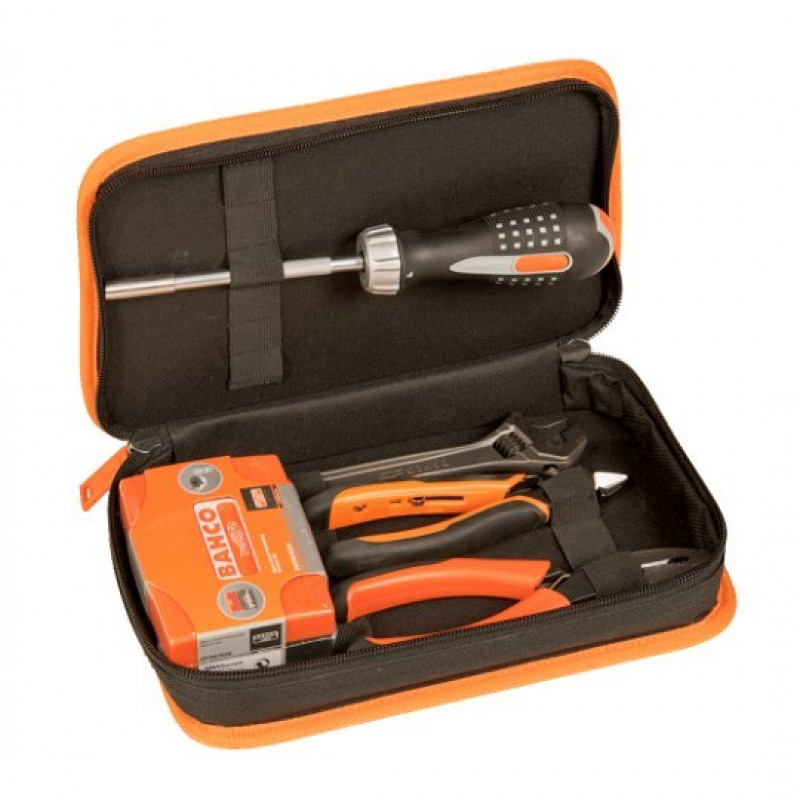 Набір інструментів у футлярі: тріскачкові біти та головки 1/4 дюйма, плоскогубці, різак, розвідний ключ, 36 предметів BAHCO [4750FB5ATS001]