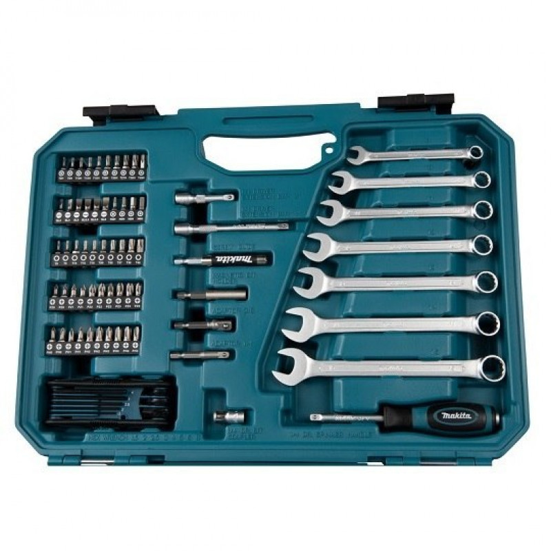 Набір із 120 інструментів та аксесуарів Makita: гайкові ключі, головки та біти [E-06616]