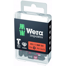 Набір з 10 ударних біт Impaktor 1/4 для гвинтів з хрестовим головним кріпленням, розмір PH3/25 мм, Wera [05057617001]