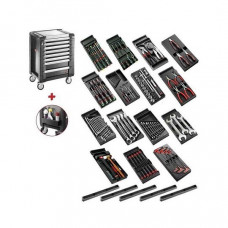 Візок для майстерні Facom з 8 шухлядами чорного кольору, 15 вставками та 146 інструментами [SPOTLIGHT15PKWG]