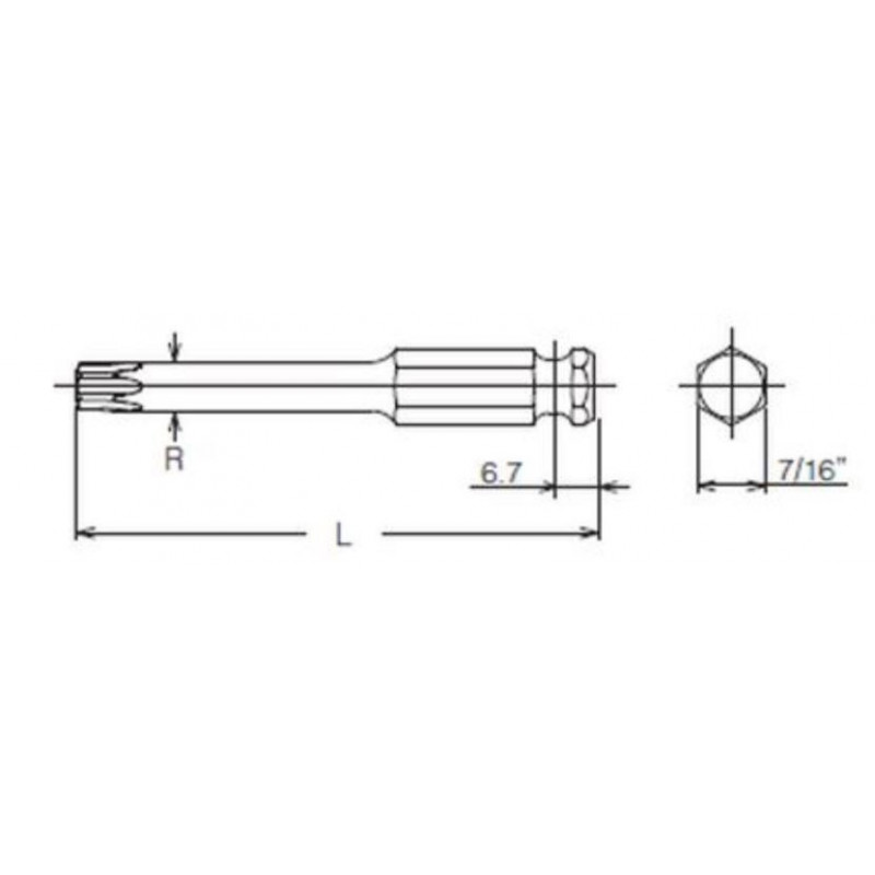 Набір біт TORX з розмірами приводу 7/16 T25-T60 + 3 адаптери KOKEN [499786]