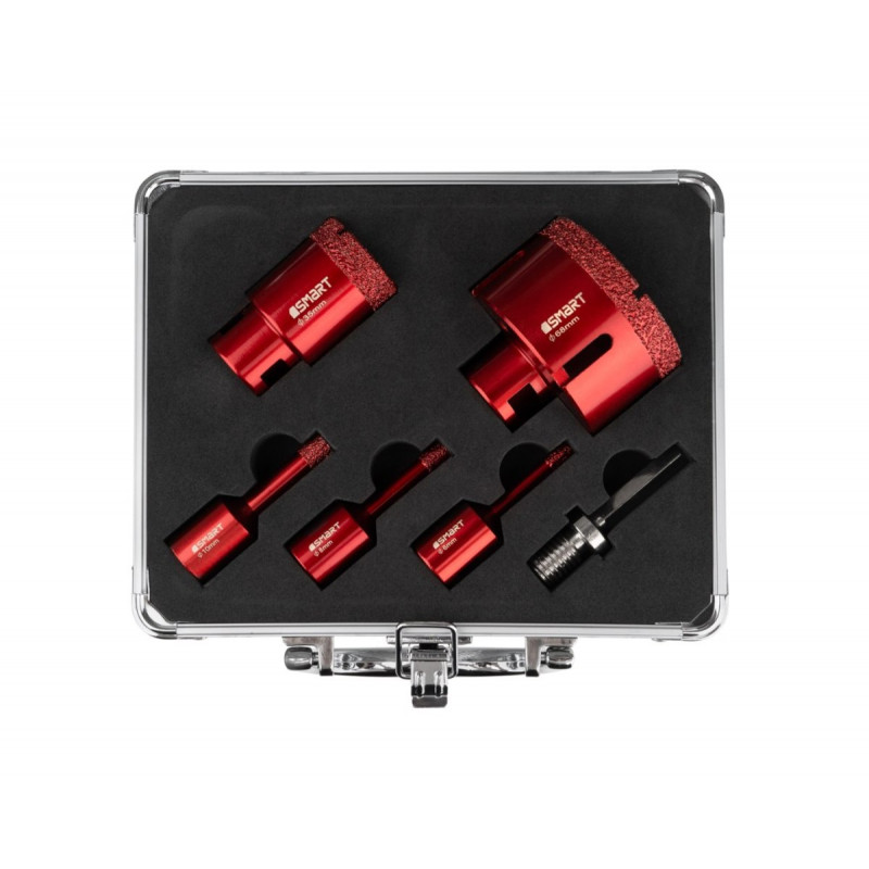 Набір із 6 алмазних коронок для кераміки 6, 8, 10, 35, 68 мм та адаптер, сухий, M14, 365 SMART [SM-25-SET6]