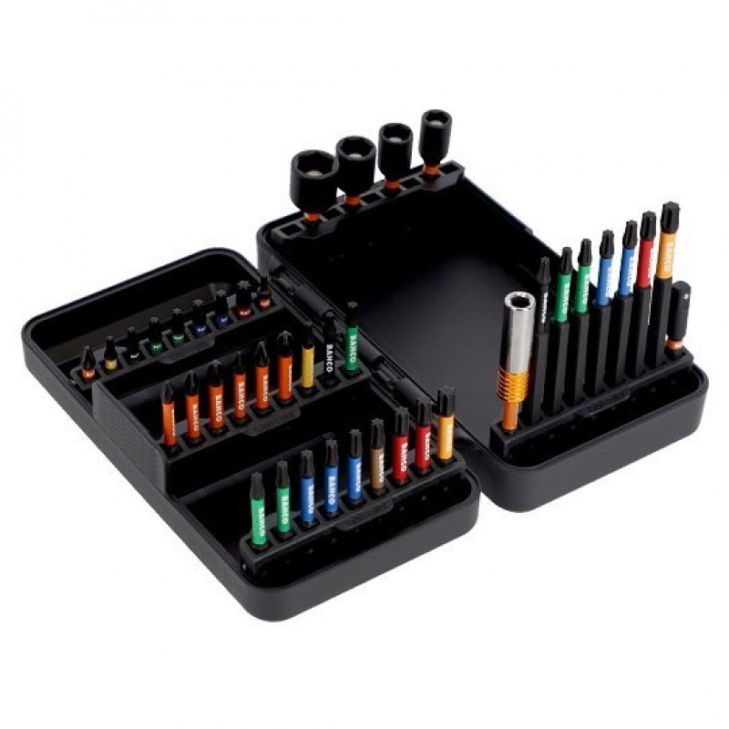 Набор ударных бит и головок 1/4 для винтов Phillips, Pozidriv, TORX, Allen, 40 шт. BAHCO [66IM/40C-1]